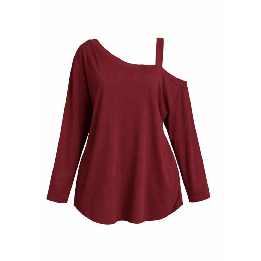 New 3X SHEIN Cranberry Open Shoulder Top #403*11